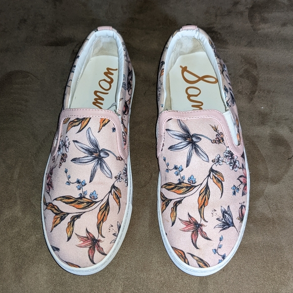 Sam Edelman Lily Floral Slide On Sneakers Shoes Flowers Pink - Picture 3 of 7